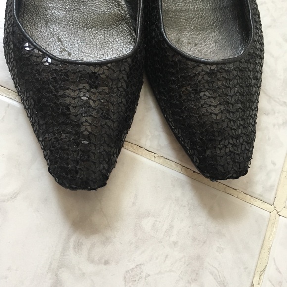 Manolo Blahnik Black Sequin Ballet Flats - Picture 3 of 10